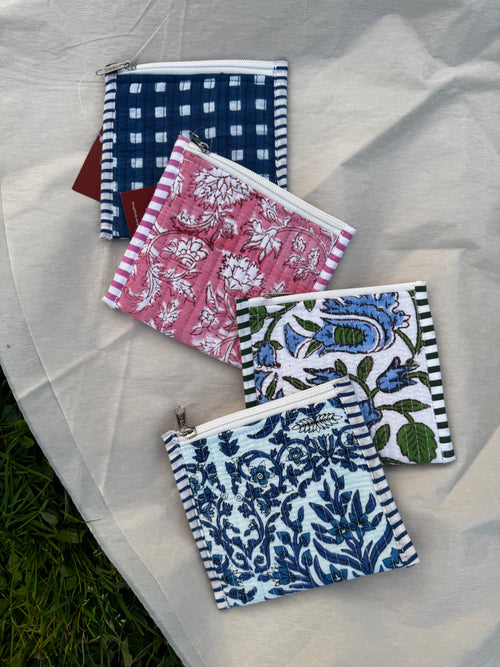 Blue Floral Coin Pouch
