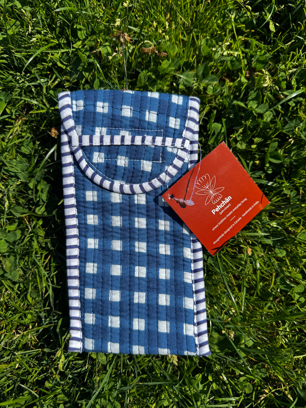 Blue Gingham Multi-use sleeve