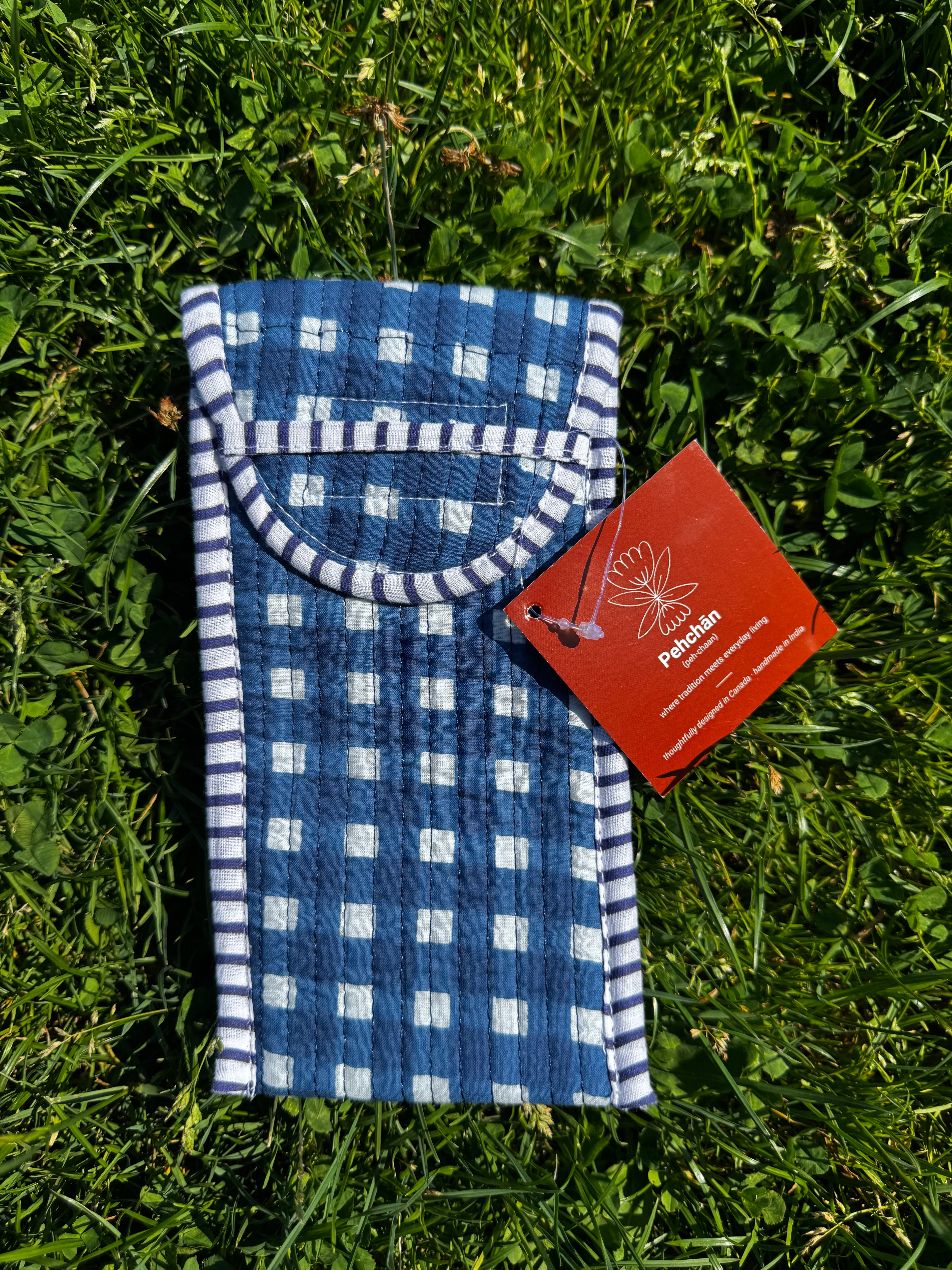 Blue Gingham Multi-use sleeve
