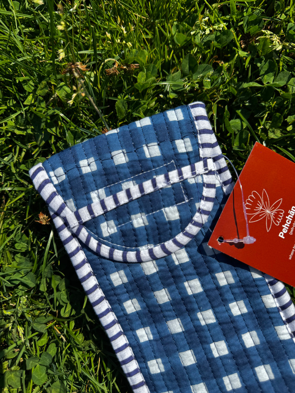 Blue Gingham Multi-use sleeve