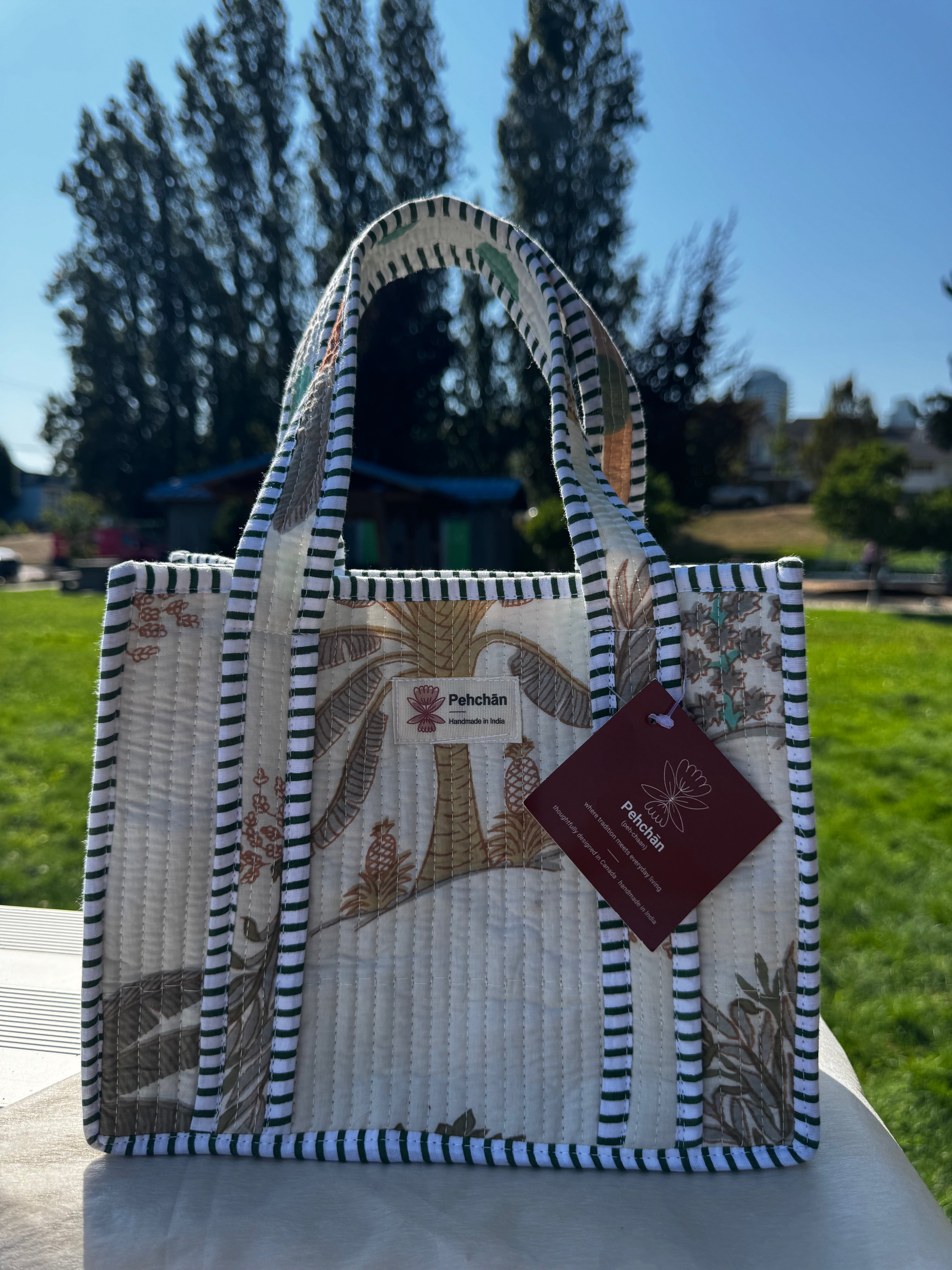 Beige Forest Mini Tote Bag