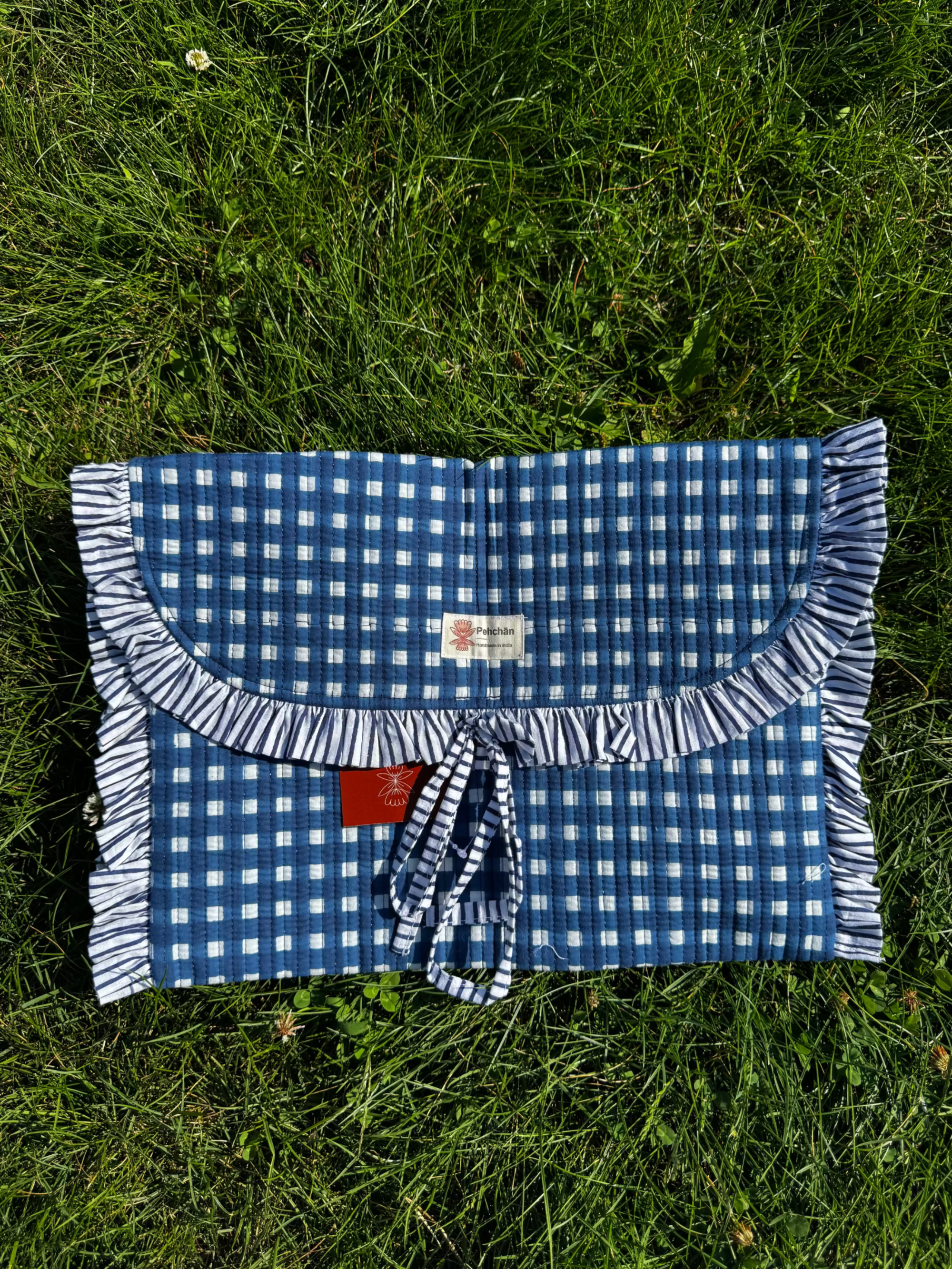 Blue Gingham Laptop Sleeve