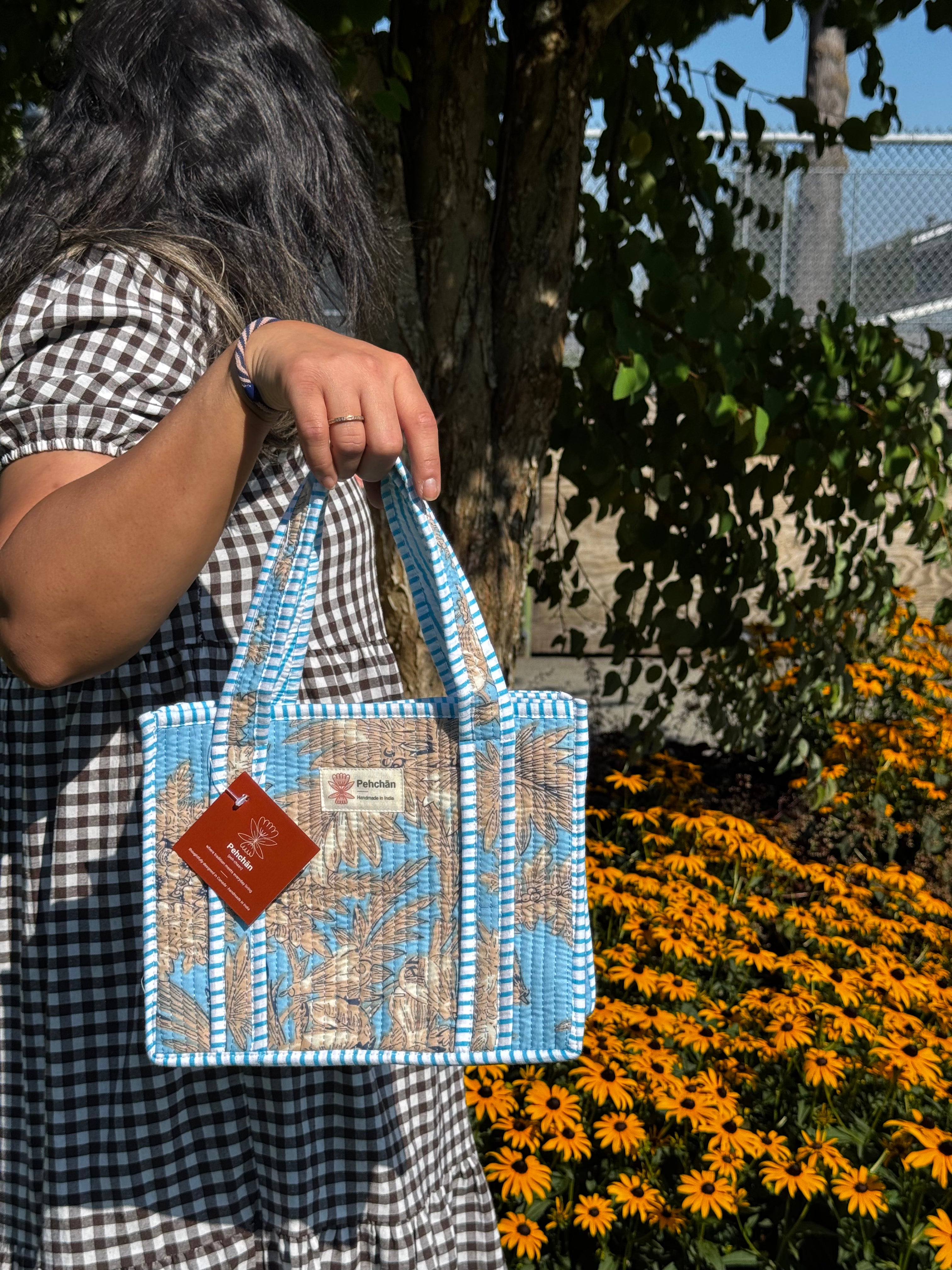 Blue Garden Mini Tote Bag