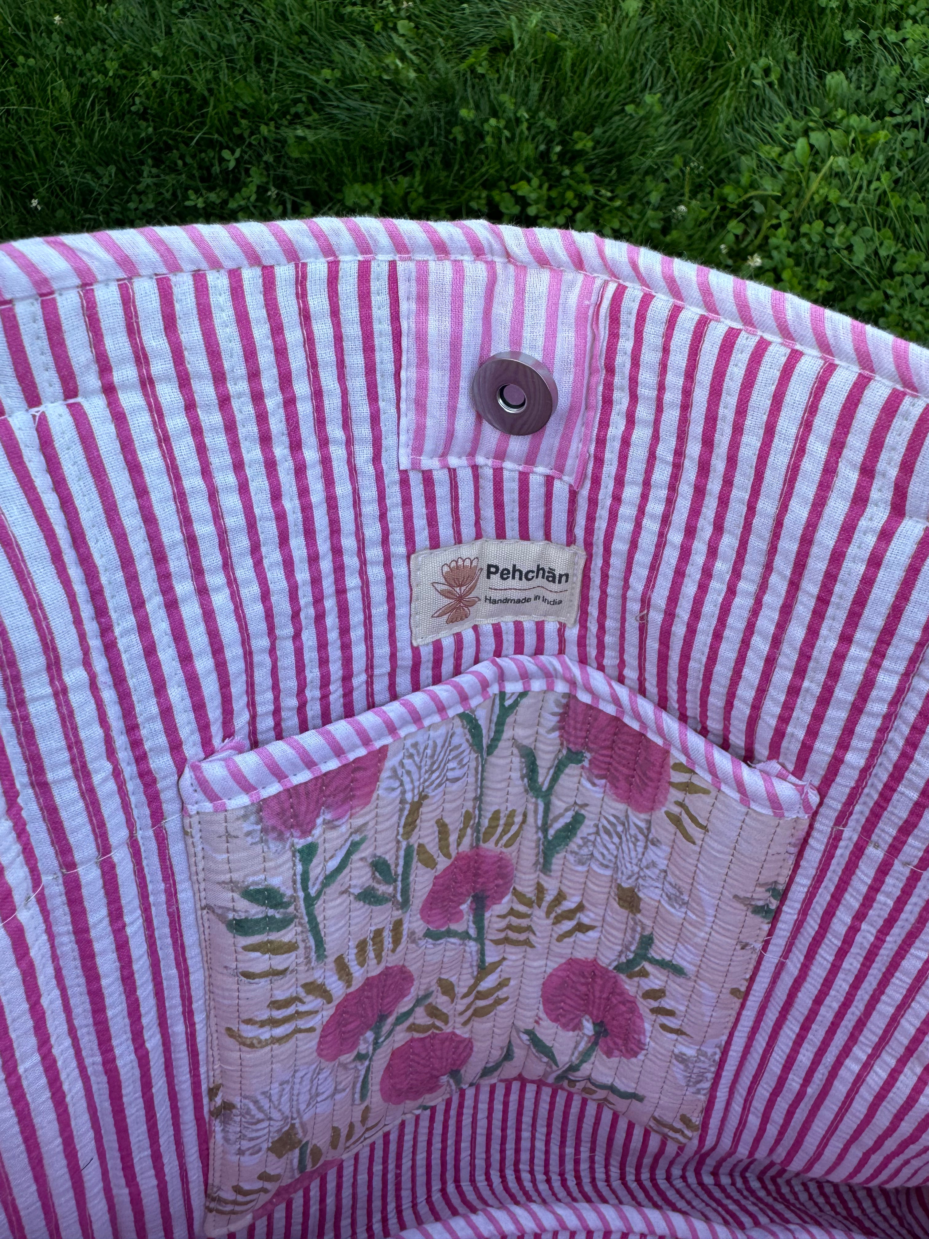 Pink Marigold Large Tote Bag
