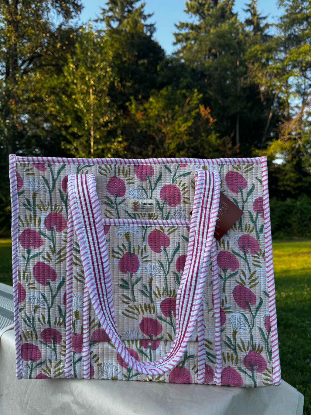 Pink Marigold Large Tote Bag