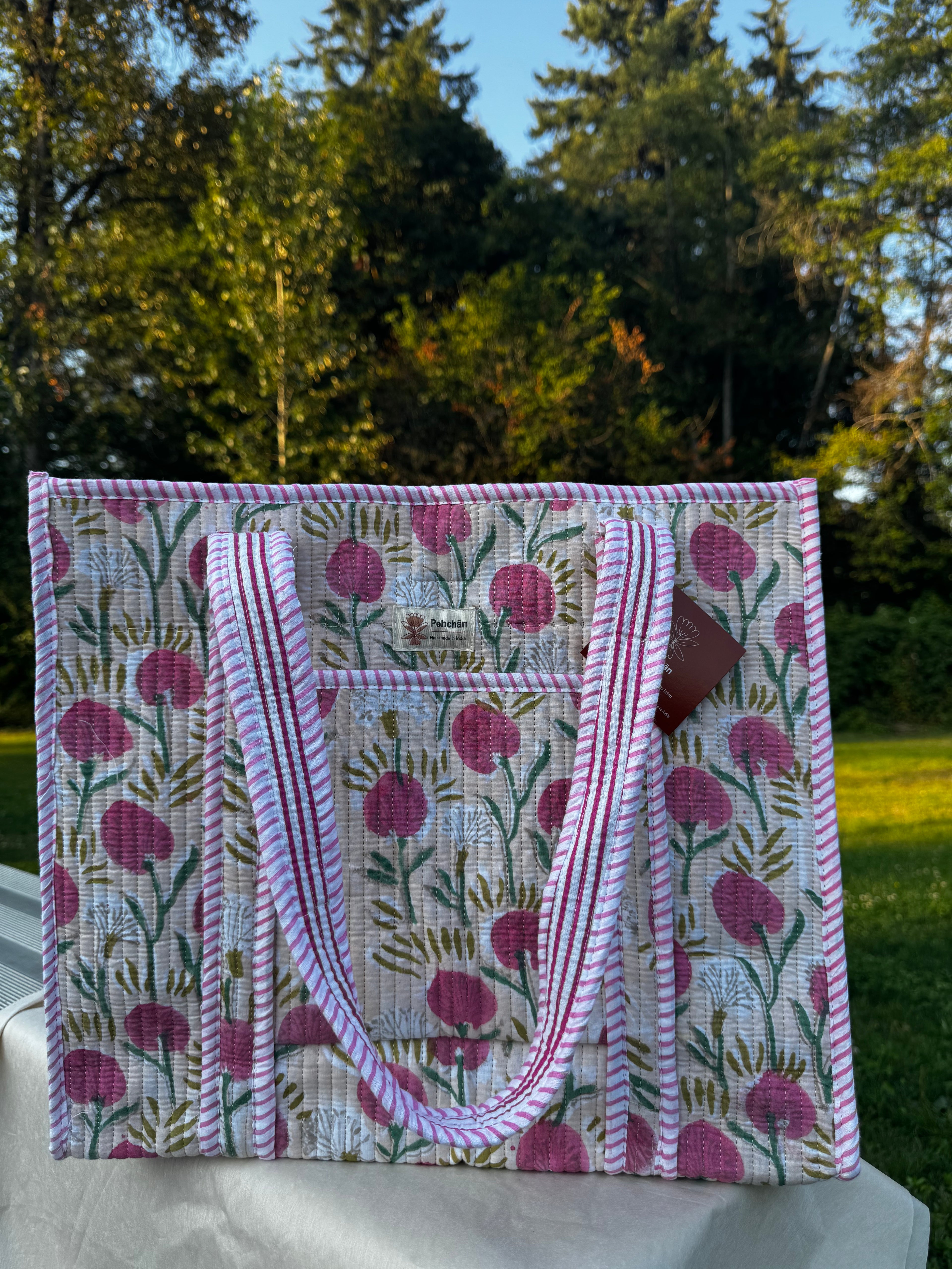 Pink Marigold Large Tote Bag