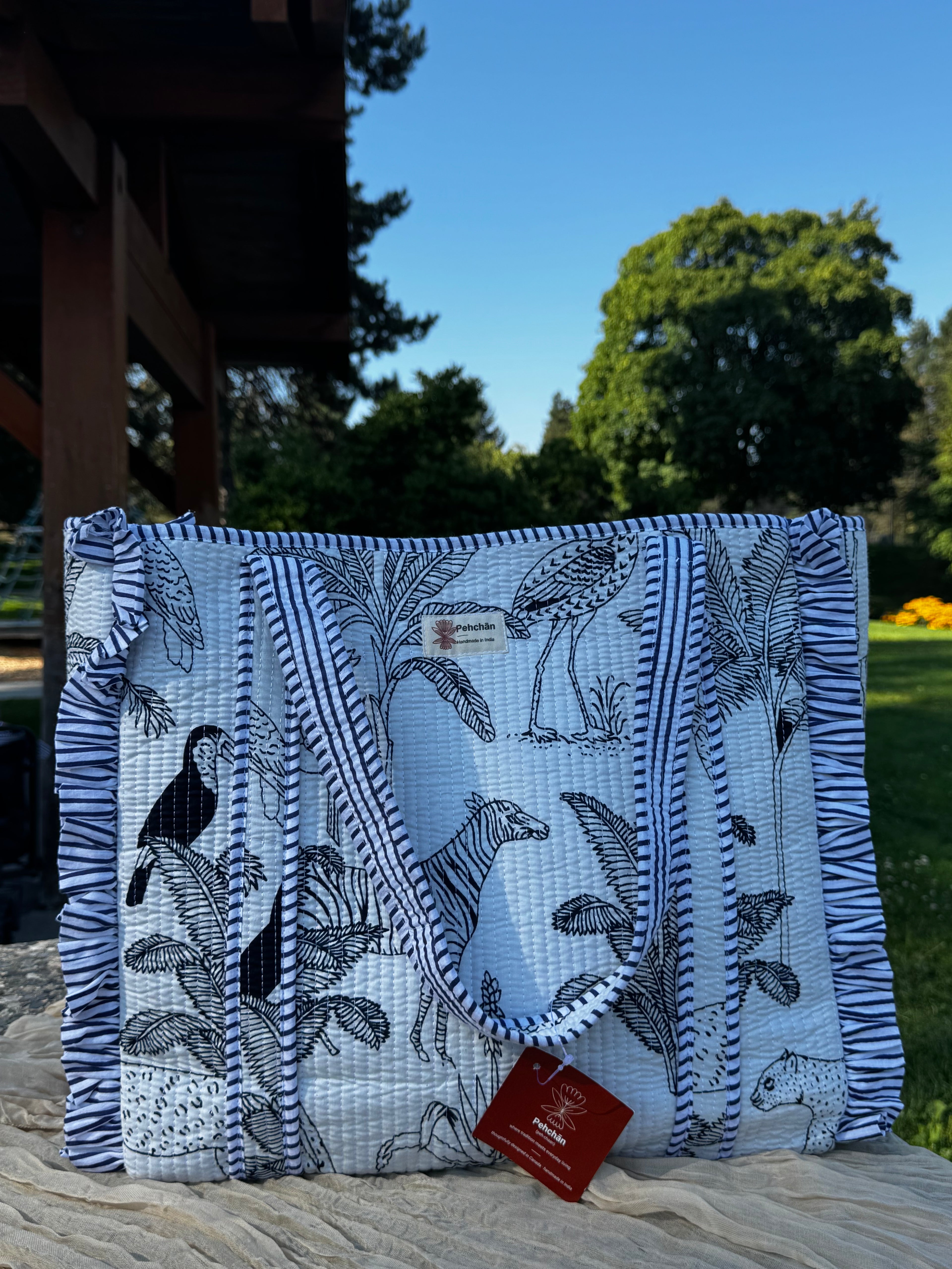 White Forest Large Frill Tote Bag