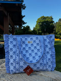 Blue Lotus Large Frill Tote Bag