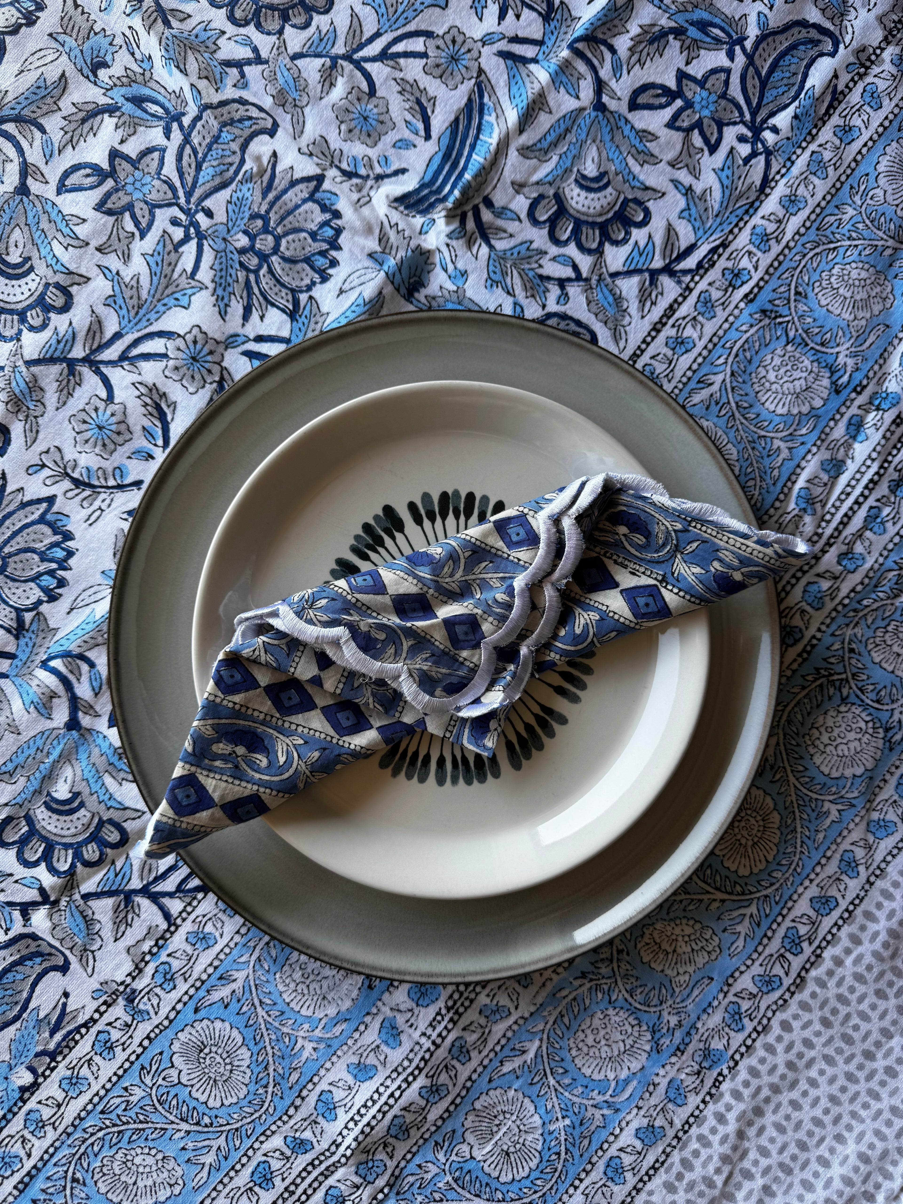 Blue Petals Table Cover