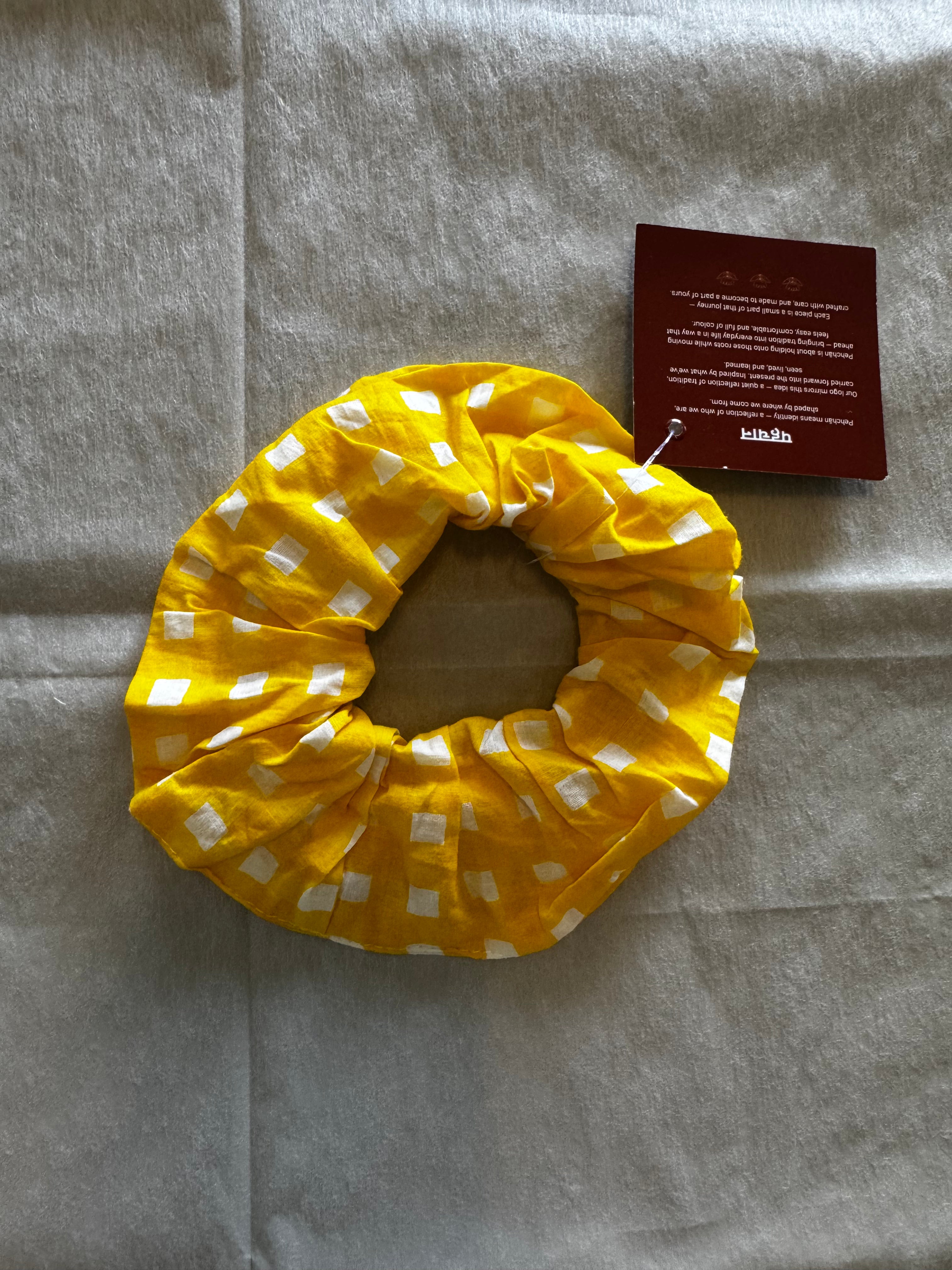 Yellow Gingham Scrunchie