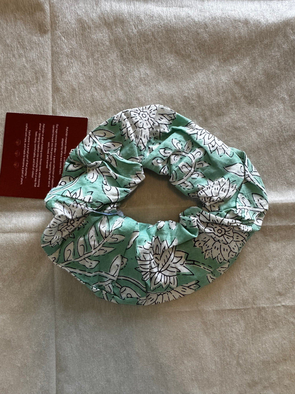 Green Floral Scrunchie